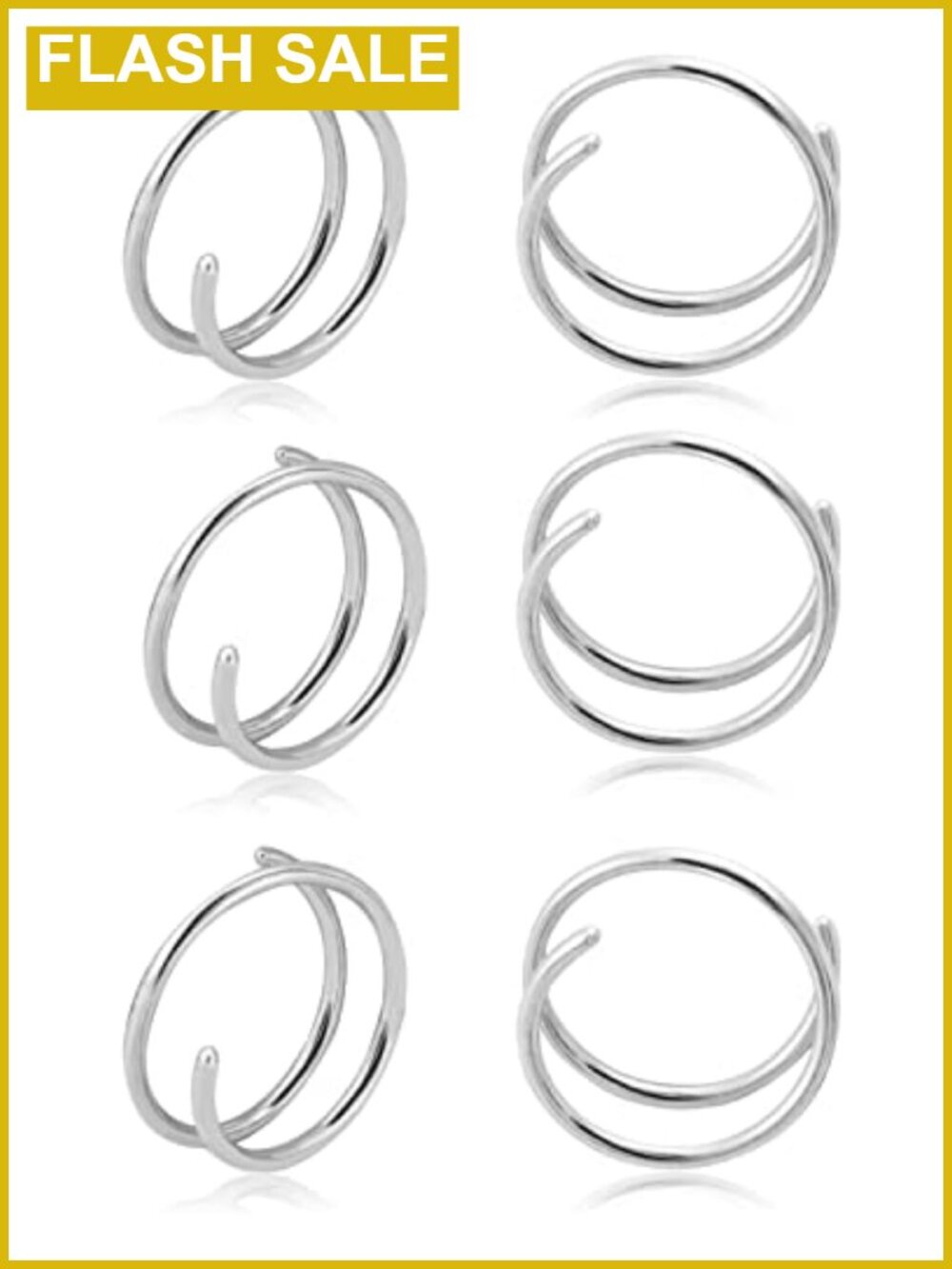 Double Hoop Earrings 316L Surgical Steel Single Piercing Illusion Gold Huggie